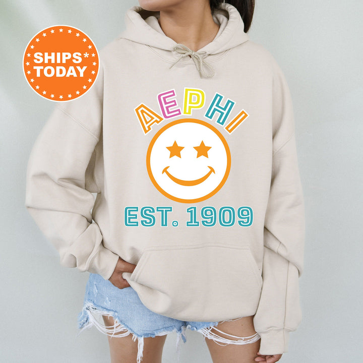 Alpha Epsilon Phi Cheerful Sorority Sweatshirt | AEPHI Sorority Merch | Big Little Gift | Greek Sweatshirt | Custom Greek Apparel _ 16849g