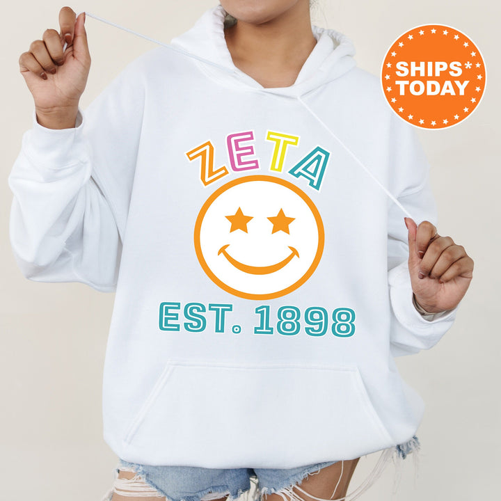 Zeta Tau Alpha Cheerful Sorority Sweatshirt | ZETA Sorority Merch | ZETA Big Little Gift | Greek Sweatshirt | Custom Greek Apparel _ 16872g