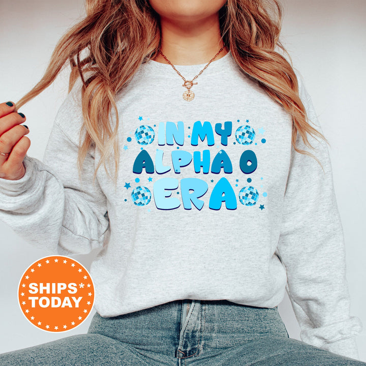 In My Alpha O Era | Alpha Omicron Pi Blue Disco Sorority Sweatshirt | AOPI Greek Sweatshirt | Big Little Gift | Sorority Merch _ 15803g