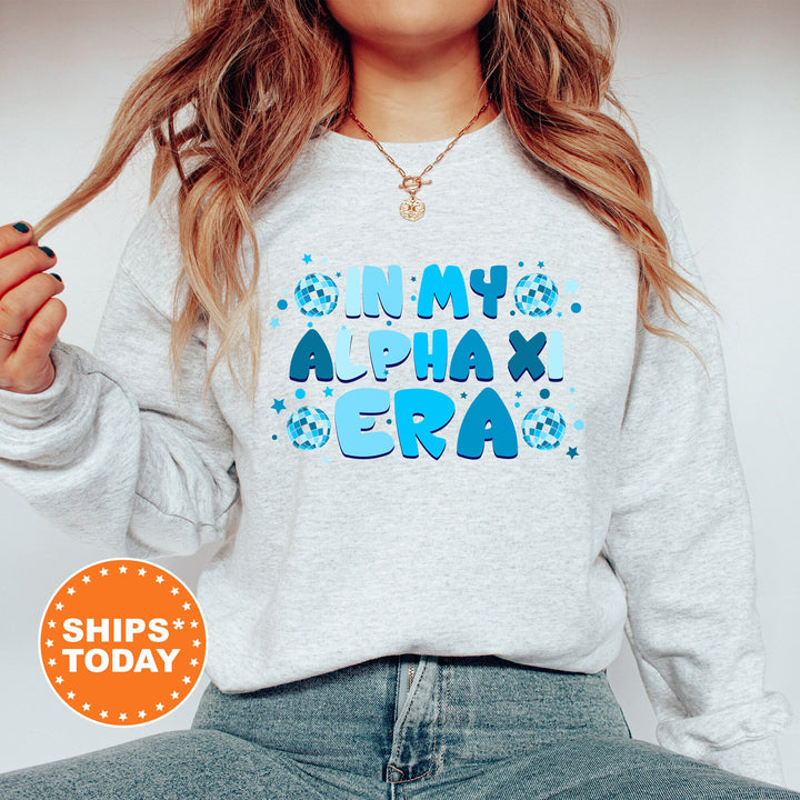 In My Alpha Xi Era | Alpha Xi Delta Blue Disco Sorority Sweatshirt | AXID Greek Sweatshirt | Big Little Gift | Sorority Merch _ 15807g