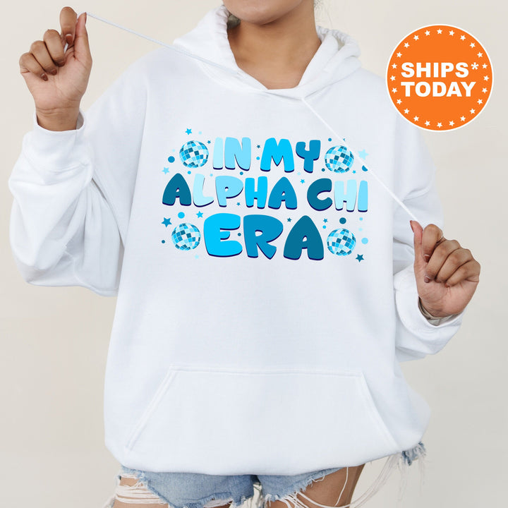 In My Alpha Chi Era | Alpha Chi Omega Blue Disco Sorority Sweatshirt | AXO Greek Sweatshirt | Big Little Gift | Sorority Merch _ 15799g