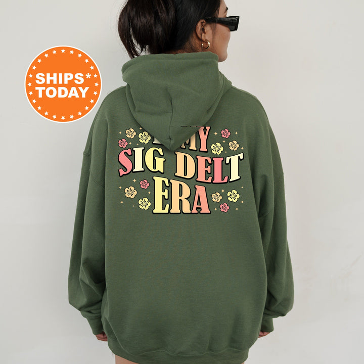 In My Sig Delt Era | Sigma Delta Tau Sunset Blooms Sorority Sweatshirt | Oversized Hoodie | Big Little | Custom Greek Sweatshirt _ 15716g