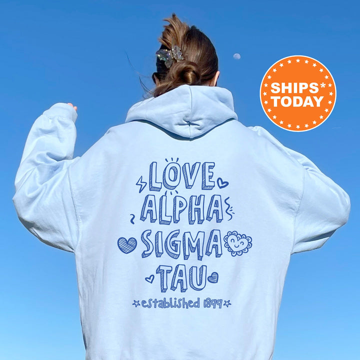 Alpha Sigma Tau Drawscape Sorority Sweatshirt | Doodle Font Sorority Crewneck | Big Little Reveal Gifts | Trendy Sorority Hoodie