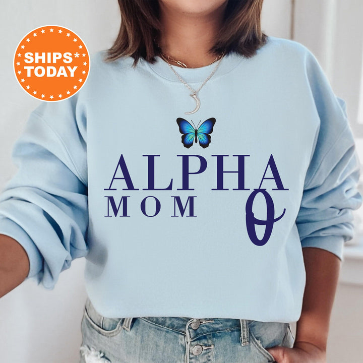 Alpha Omicron Pi Butterfly Mom Sorority Sweatshirt | Alpha O Mom Sweatshirt | Sorority Mom | Big Little Family | Gifts For Mom