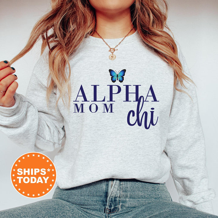 Alpha Chi Omega Butterfly Mom Sorority Sweatshirt | Alpha Chi Mom Sweatshirt | Sorority Mom | Big Little Family | Gifts For Mom