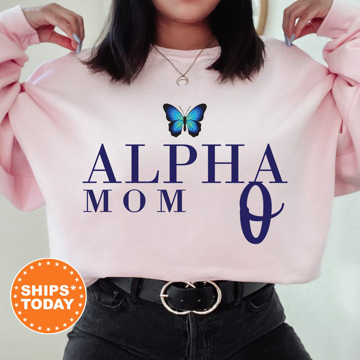 Alpha Omicron Pi Butterfly Mom Sorority Sweatshirt | Alpha O Mom Sweatshirt | Sorority Mom | Big Little Family | Gifts For Mom