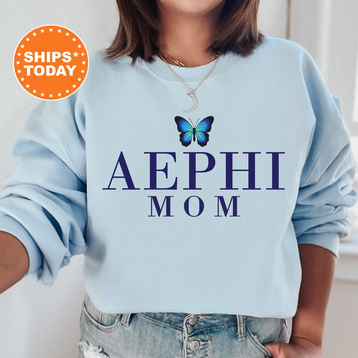 Alpha Epsilon Phi Butterfly Mom Sorority Sweatshirt | AEPHI Mom Sweatshirt | Sorority Mom Hoodie | Big Little Family | Gift For Mom