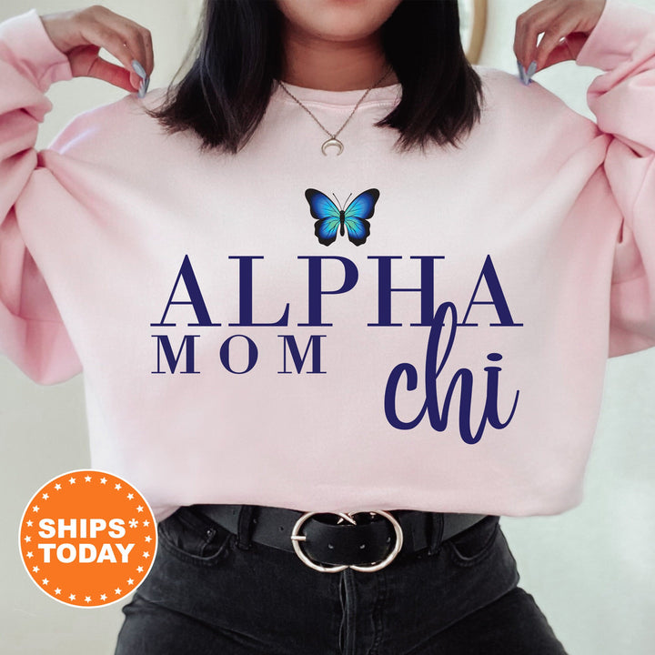 Alpha Chi Omega Butterfly Mom Sorority Sweatshirt | Alpha Chi Mom Sweatshirt | Sorority Mom | Big Little Family | Gifts For Mom
