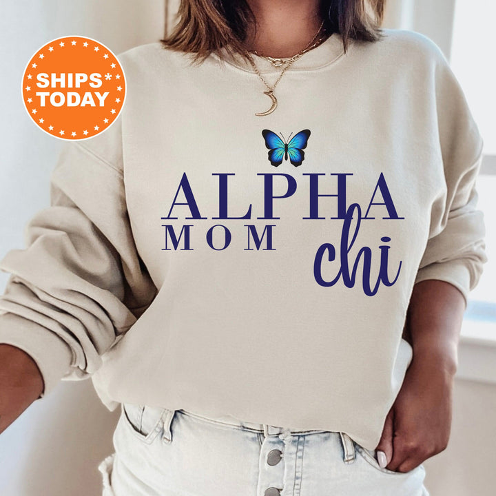 Alpha Chi Omega Butterfly Mom Sorority Sweatshirt | Alpha Chi Mom Sweatshirt | Sorority Mom | Big Little Family | Gifts For Mom