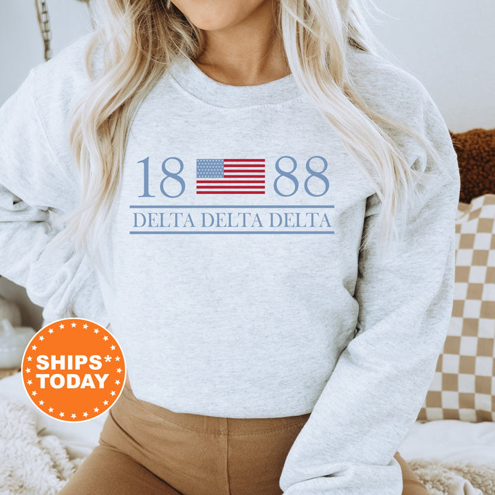 Delta Delta Delta Red White And Blue Sorority Sweatshirt | Tri Delta Greek Sweatshirt | Big Little Sorority Gifts | Sorority Merch