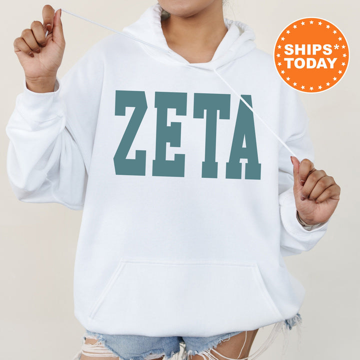 Zeta Tau Alpha Bold Aqua Sorority Sweatshirt | ZETA Sorority Letters Crewneck | Sorority Merch | Big Little Reveal Gifts | Bid Day Basket