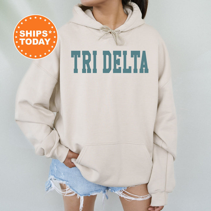 Delta Delta Delta Bold Aqua Sorority Sweatshirt | Tri Delta Sorority Letters Crewneck | Sorority Merch | Big Little Gifts | Bid Day Basket