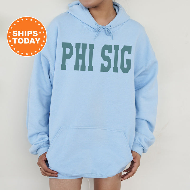 Phi Sigma Sigma Bold Aqua Sorority Sweatshirt | Phi Sig Sorority Letters Crewneck | Sorority Merch | Big Little Reveal Gift | Bid Day Basket