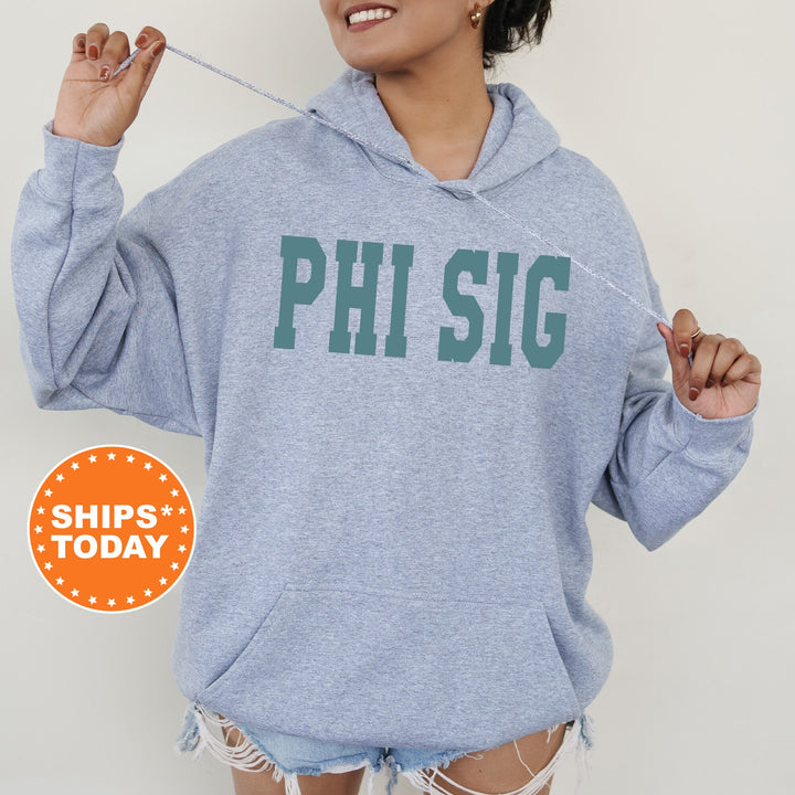Phi Sigma Sigma Bold Aqua Sorority Sweatshirt | Phi Sig Sorority Letters Crewneck | Sorority Merch | Big Little Reveal Gift | Bid Day Basket
