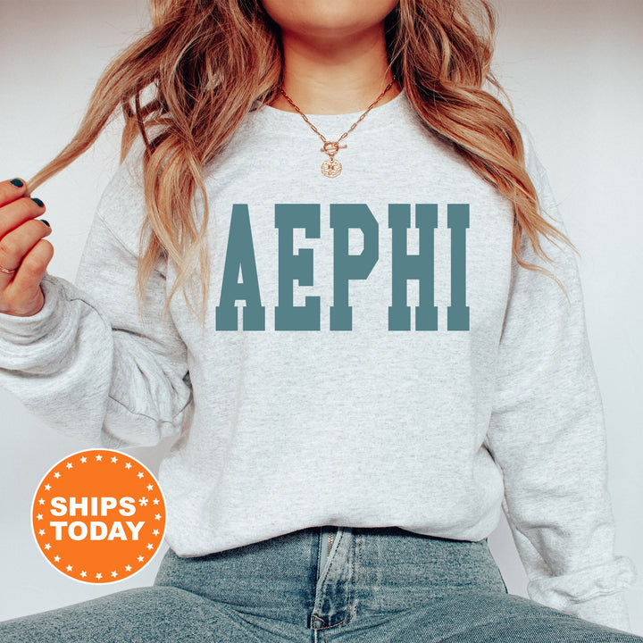 Alpha Epsilon Phi Bold Aqua Sorority Sweatshirt | AEPhi Sorority Letters Crewneck | Sorority Merch | Big Little Reveal Gift | Bid Day Basket