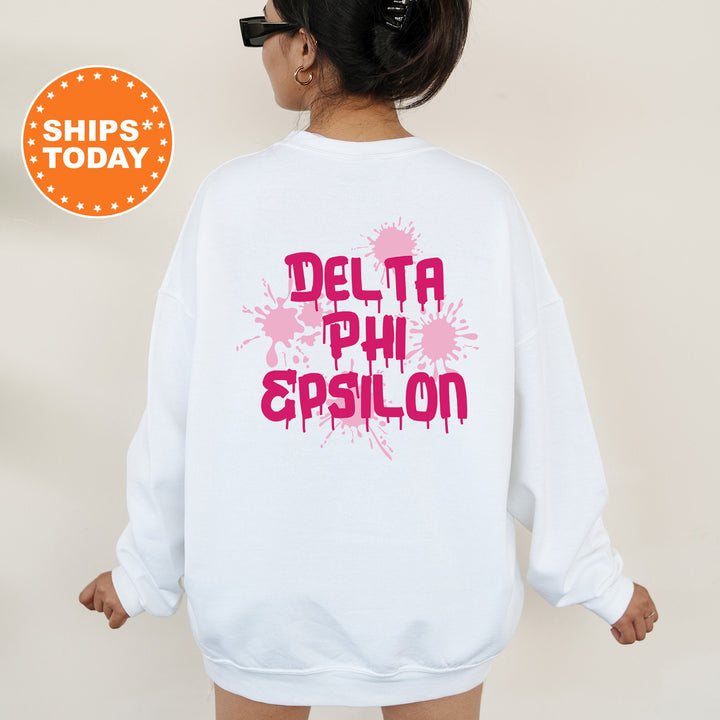 Delta Phi Epsilon Painty Sorority Sweatshirt | DPHIE Hoodie | Greek Apparel | Big Little Sorority | Trendy Sorority Sweatshirt _ 9971g