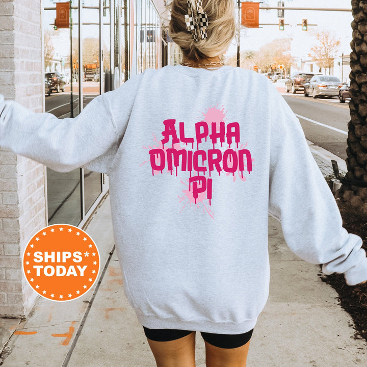 Alpha Omicron Pi Painty Sorority Sweatshirt | Alpha O Hoodie | Greek Apparel | Big Little Sorority | Trendy Sorority Sweatshirt _ 9963g