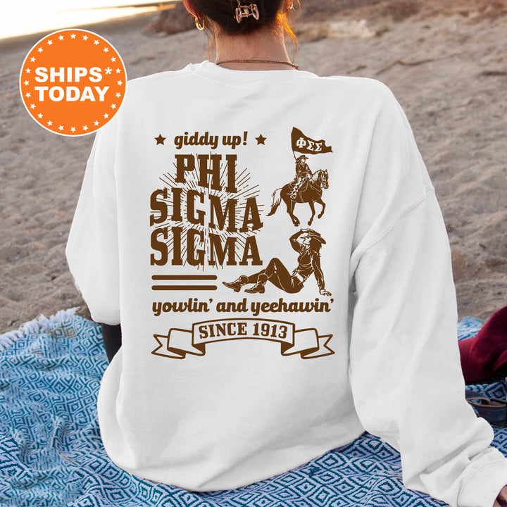 Phi Sigma Sigma Giddy Up Cowgirl Sorority Sweatshirt | Phi Sig Western Sweatshirt | Greek Apparel | Big Little | Country Sweatshirt