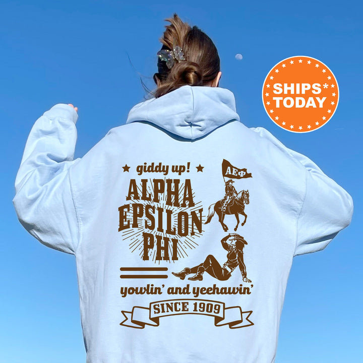 Alpha Epsilon Phi Giddy Up Cowgirl Sorority Sweatshirt | AEPHI Western Sweatshirt | Sorority Apparel | Big Little Reveal Gift