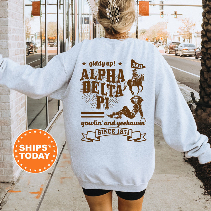 Alpha Delta Pi Giddy Up Cowgirl Sorority Sweatshirt | ADPi Western Sweatshirt | Sorority Apparel | Big Little Reveal Sorority Gifts