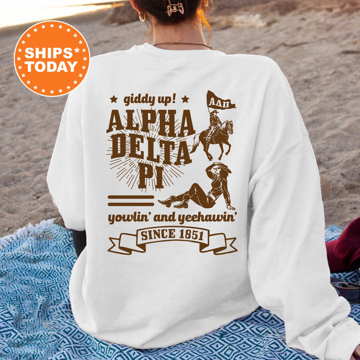 Alpha Delta Pi Giddy Up Cowgirl Sorority Sweatshirt | ADPi Western Sweatshirt | Sorority Apparel | Big Little Reveal Sorority Gifts
