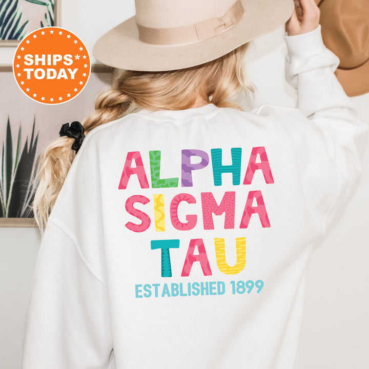 Alpha Sigma Tau Papercut Sorority Sweatshirt | Fun Letters Sweatshirt | Big Little Sorority Reveal | Sorority Gifts | Custom Greek Apparel