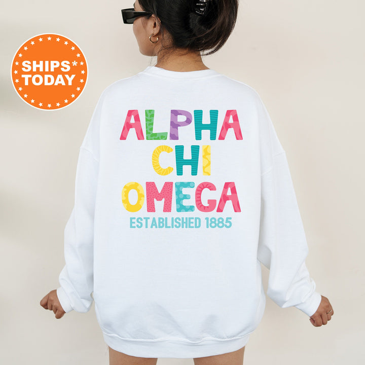 Alpha Chi Omega Papercut Sorority Sweatshirt | Alpha Chi Fun Letters Sweatshirt | Big Little Sorority Reveal | Sorority Gift | Greek Apparel
