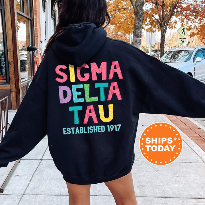 Sigma Delta Tau Papercut Sorority Sweatshirt | Sig Delt Fun Letters Sweatshirt | Big Little Sorority Reveal | Sorority Gift | Greek Apparel