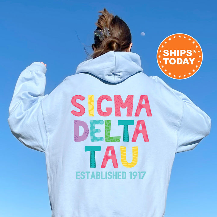 Sigma Delta Tau Papercut Sorority Sweatshirt | Sig Delt Fun Letters Sweatshirt | Big Little Sorority Reveal | Sorority Gift | Greek Apparel