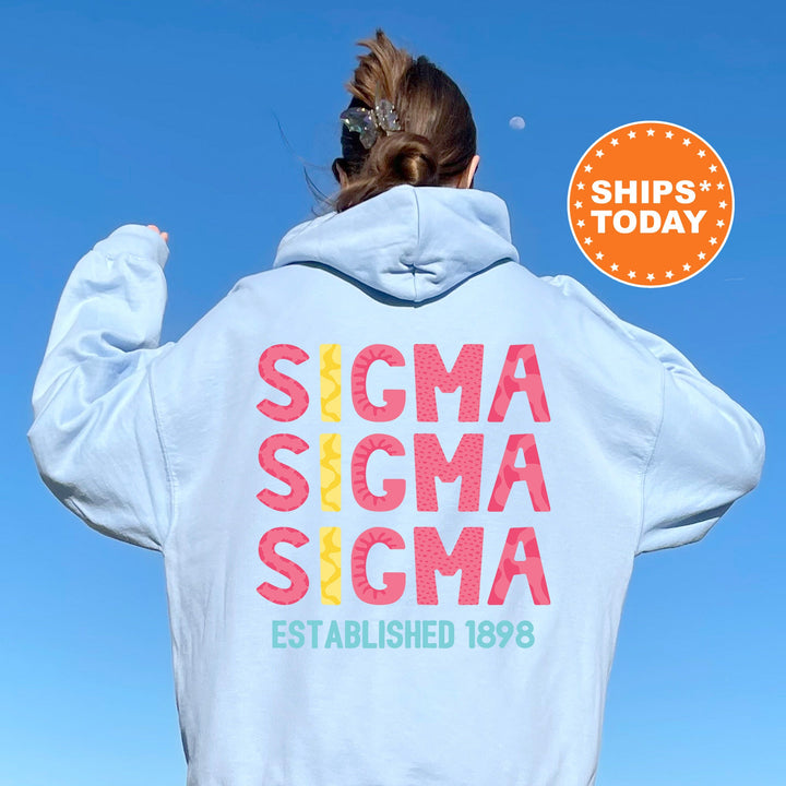 Sigma Sigma Sigma Papercut Sorority Sweatshirt | tri Sigma Fun Letters Sweatshirt | Big Little Sorority Gifts | Custom Greek Apparel
