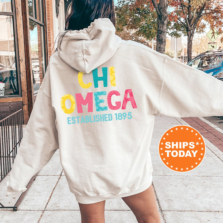 Chi Omega Papercut Sorority Sweatshirt | Chi O Fun Letters Sweatshirt | Big Little Sorority Reveal | Chi O Sorority Gifts | Greek Apparel