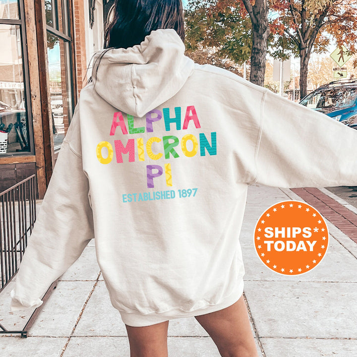 Alpha Omicron Pi Papercut Sorority Sweatshirt | Alpha O Fun Letters Sweatshirt | Big Little Sorority Reveal | Sorority Gift | Greek Apparel