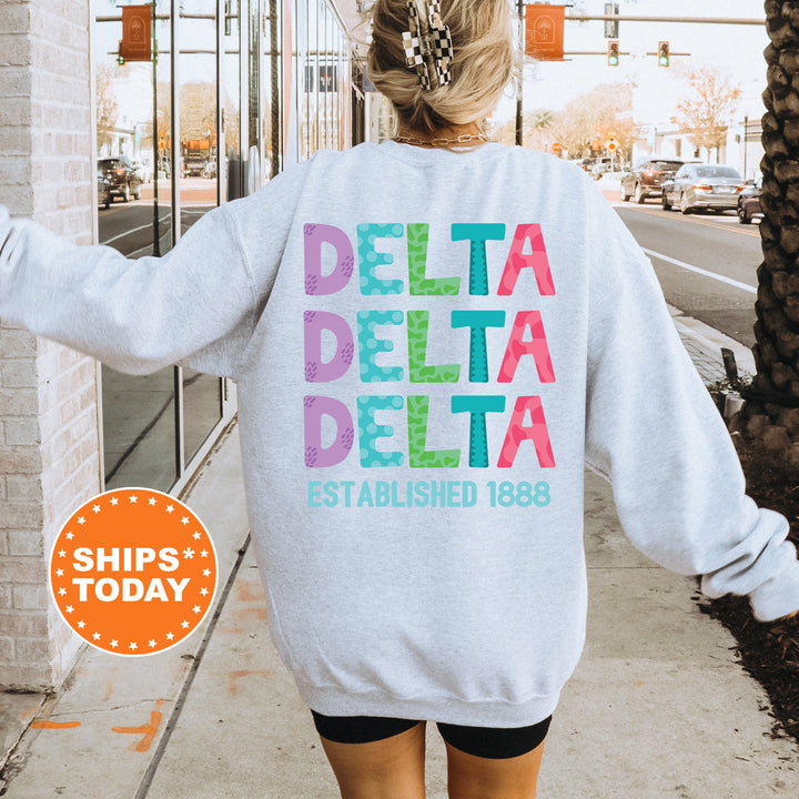 Delta Delta Delta Papercut Sorority Sweatshirt | Tri Delta Fun Letters Sweatshirt | Big Little Sorority Gifts | Custom Greek Apparel