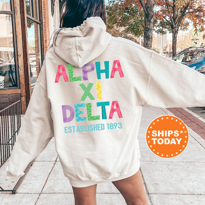 Alpha Xi Delta Papercut Sorority Sweatshirt | AXID Fun Letters Sweatshirt | Big Little Sorority Reveal | Sorority Gifts | Greek Apparel