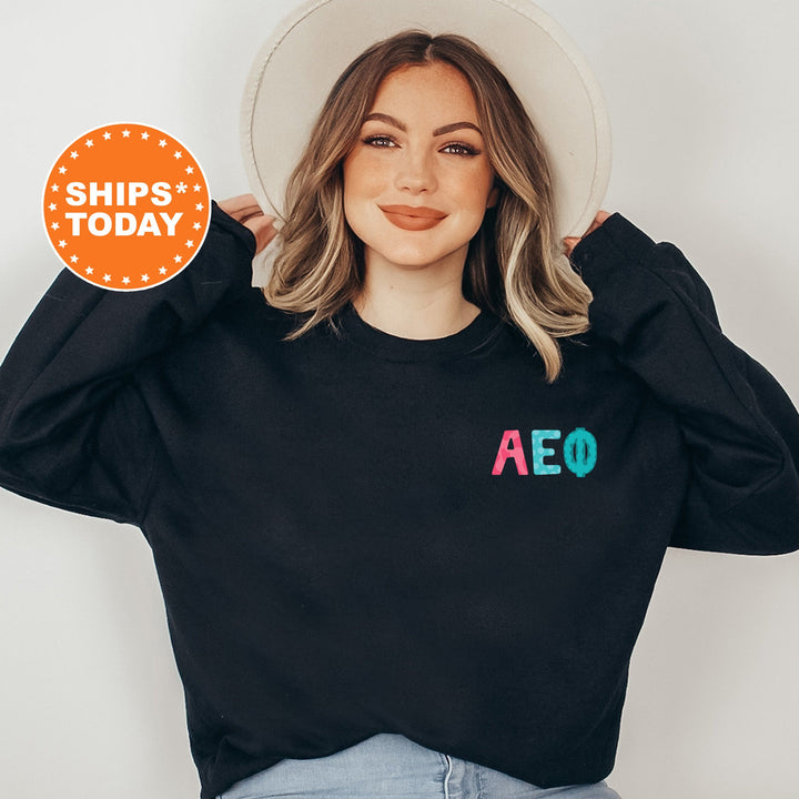 Alpha Epsilon Phi Papercut Sorority Sweatshirt | AEPHI Fun Letters Sweatshirt | Big Little Sorority Reveal | Sorority Gifts | Greek Apparel