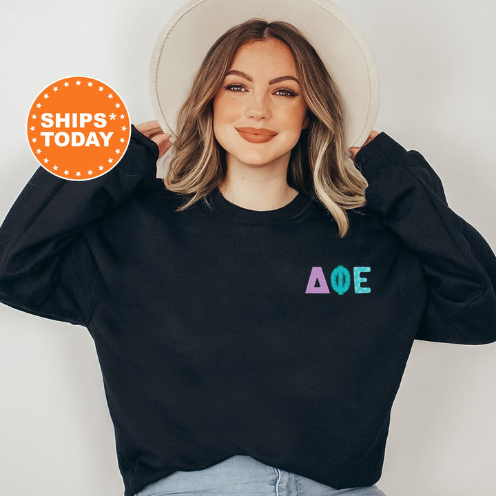 Delta Phi Epsilon Papercut Sorority Sweatshirt | DPHIE Fun Letters Sweatshirt | Big Little Sorority Reveal | Sorority Gift | Greek Apparel