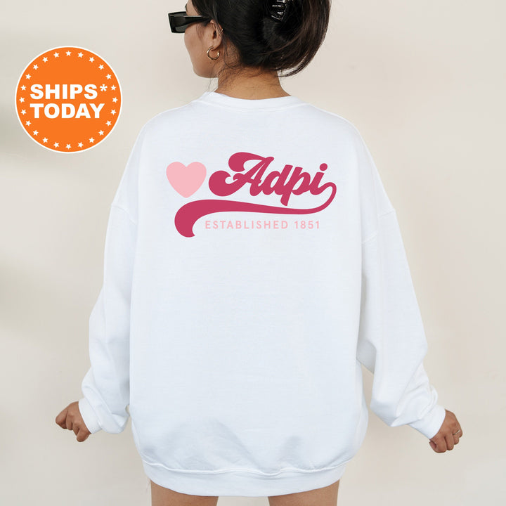 Alpha Delta Pi Heart Haven Sorority Sweatshirt | ADPI Crewneck Sweatshirt | Alpha Delta Pi Hoodie | Big Little Gift | Greek Apparel 13529g