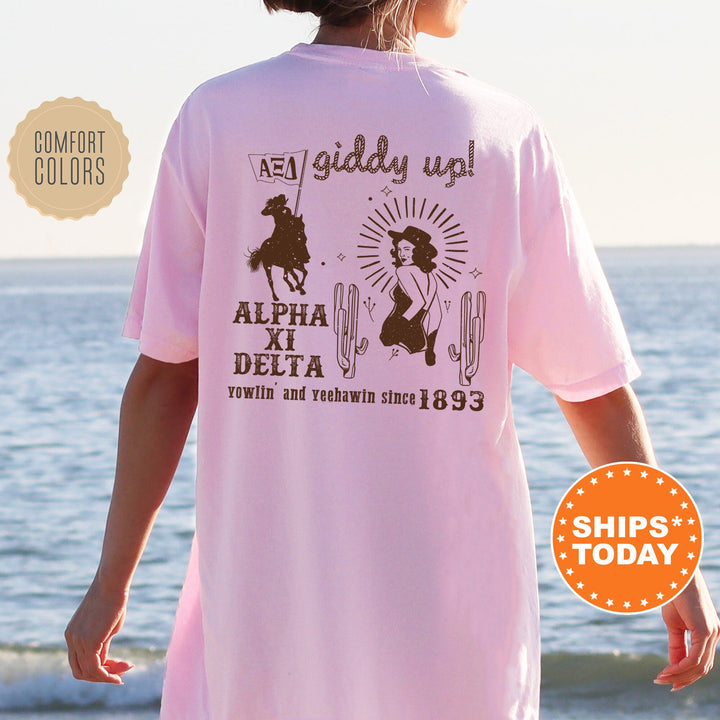 Alpha Xi Delta Rustic Rodeo Sorority T-Shirt | AXID Western Shirt | Big Little Gift | Custom Greek Apparel | Sorority Cowgirl Shirt _ 16310g