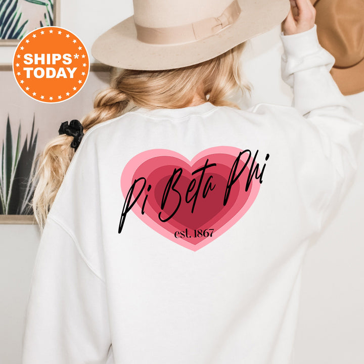 Pi Beta Phi Heart Beats Sorority Sweatshirt | Pi Beta Phi Hoodie | Pi Phi Sweatshirt | Sorority Letters | Big Little Reveal Gift