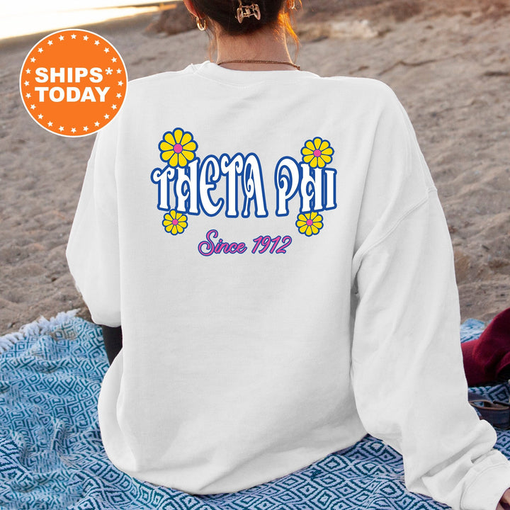 Theta Phi Alpha Sunny Blooms Sorority Sweatshirt | Trendy Theta Phi Sweatshirt | Theta Phi Alpha Hoodie | Big Little Reveal _ 13682g