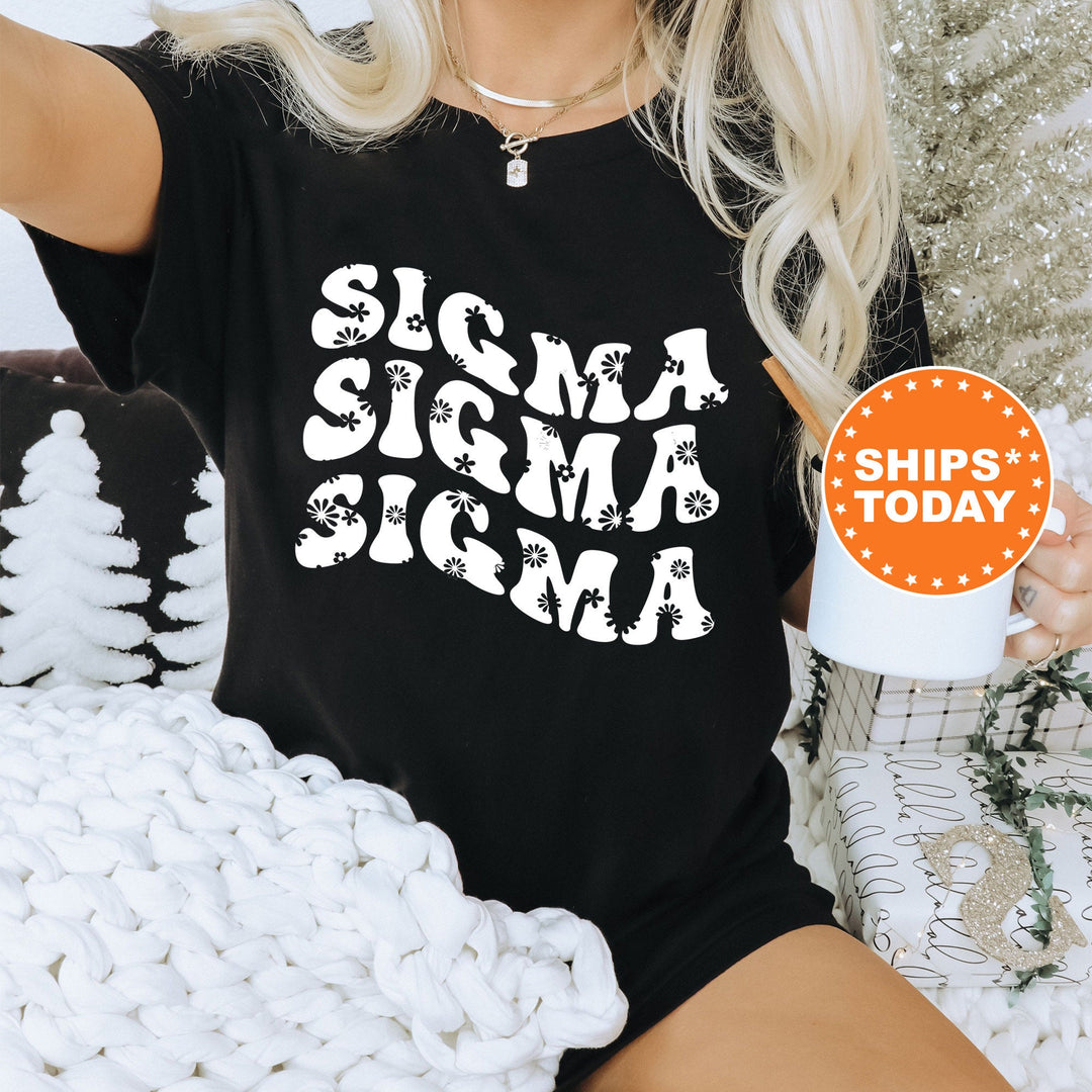 Sigma Sigma Sigma Floral Hippie Comfort Colors Sorority T-Shirt | Tri Sigma Floral Shirt | Big Little Reveal Shirt | Sorority Merch
