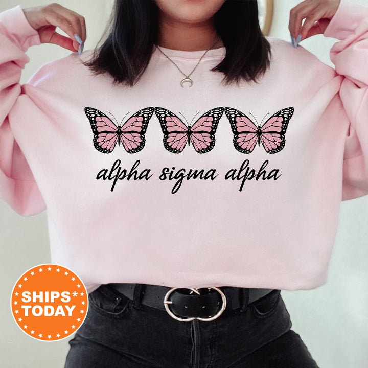 Alpha Sigma Alpha Blooming Butterfly Sorority Sweatshirt | ASA Butterfly Sweatshirt | Big Little Reveal | Trendy Sorority Hoodie
