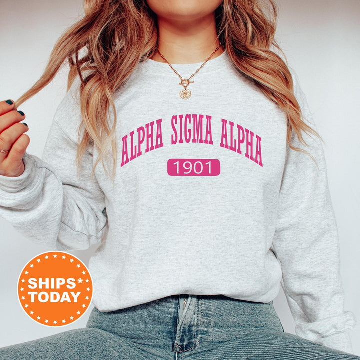 Alpha Sigma Alpha Pink Baseball Sorority Sweatshirt | Alpha Sigma Alpha Hoodie | Sorority Merch | Big Little Gift | Greek Apparel