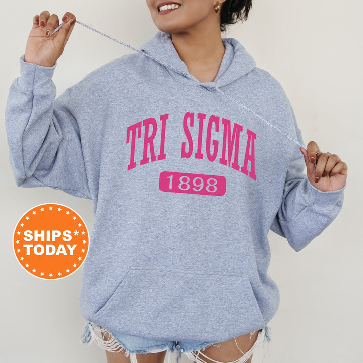 Sigma Sigma Sigma Pink Baseball Sorority Sweatshirt | Sigma Sigma Sigma Hoodie | Tri Sigma Sorority Merch | Big Little Sorority Gift