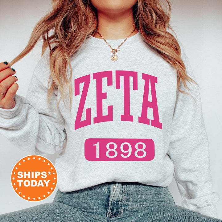 Zeta Tau Alpha Pink Baseball Sorority Sweatshirt | Zeta Tau Alpha Merch | Zeta Sorority Hoodie | Big Little Reveal | Greek Apparel