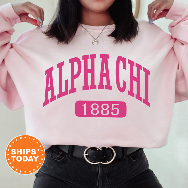 Alpha Chi Omega Pink Baseball Sorority Sweatshirt | Alpha Chi Sorority Hoodie | Big Little Gift | AXO Sorority Gift | Greek Apparel
