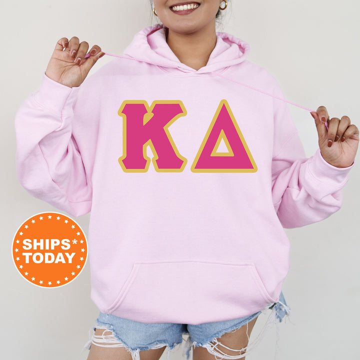 Kappa Delta Pink and Gold Sorority Sweatshirt | Kappa Delta Sweatshirt | KD Greek Letters | Kappa Delta Hoodie | Big Little Gift