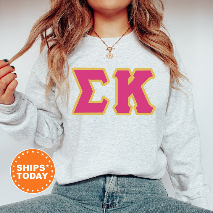 Sigma Kappa Pink and Gold Sorority Sweatshirt | Sigma Kappa Sweatshirt | Greek Letters Sorority Hoodie | Sigma Kappa Merch 5282g