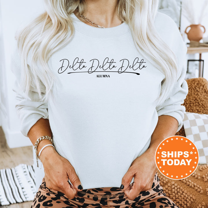 Delta Delta Delta Alumna Cursive Sorority Sweatshirt | Tri Delta Alumni Sweatshirt | Sorority Alumna Crewneck | Greek Apparel _ 7264g