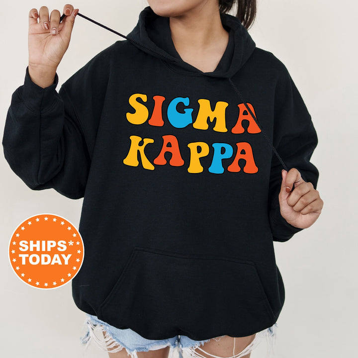 Sigma Kappa Disco Retro Sorority Sweatshirt | Sig Kap Apparel | Sigma Kappa Hoodie | Retro Letters Sweatshirt | Big Little Reveal _ 7510g